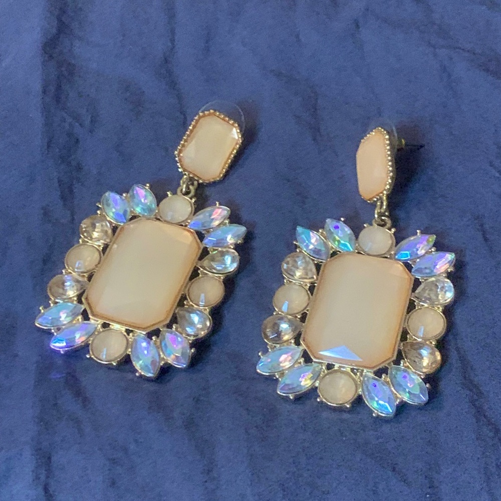 Blush pink large drop chandelier earrings